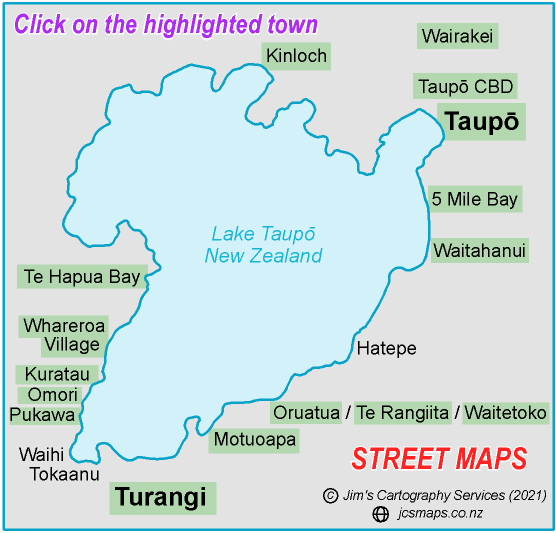 Map Of Taupo Area Street Maps Around Lake Taupo